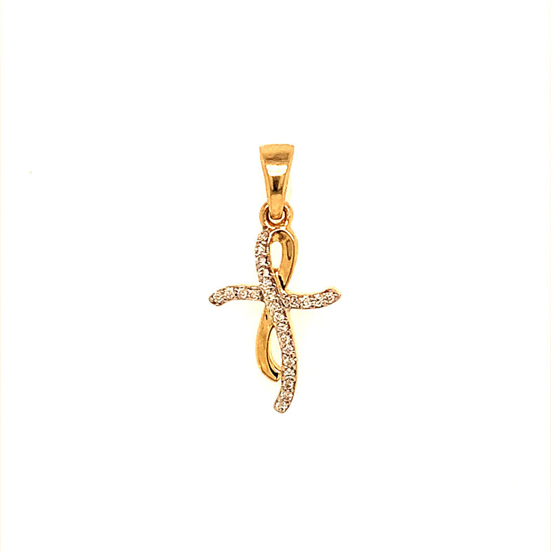 (SOFIA) Dije (cruz) con diamantes en oro amarillo 10kt. - DGjoyeros