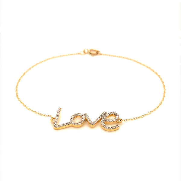(SOFIA) Pulsera (love) con diamantes en oro amarillo 10kt - DGjoyeros