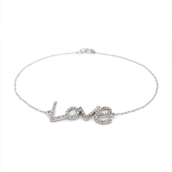 (SOFIA) Pulsera (love) con diamantes en oro blanco 10kt - DGjoyeros