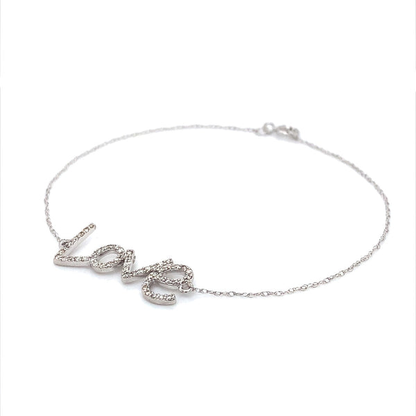 (SOFIA) Pulsera (love) con diamantes en oro blanco 10kt - DGjoyeros