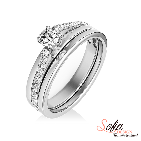 (SOFIA) Set de anillos con diamantes 10kt. - DGjoyeros