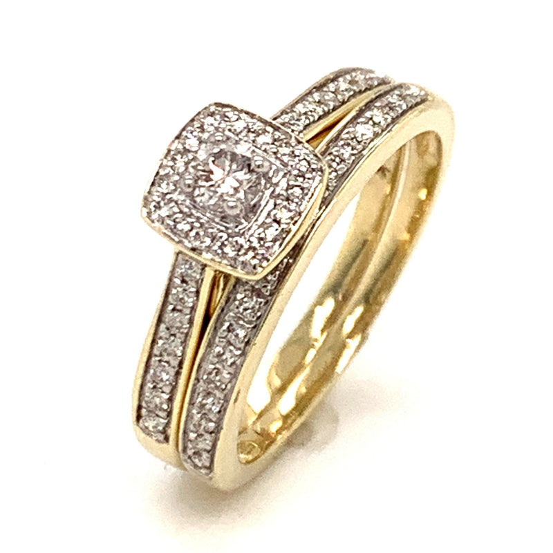 (SOFIA) Set de anillos con diamantes en oro amarillo 10k - DGjoyeros
