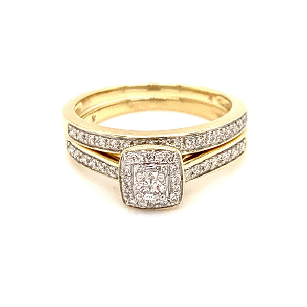 (SOFIA) Set de anillos con diamantes en oro amarillo 10k - DGjoyeros