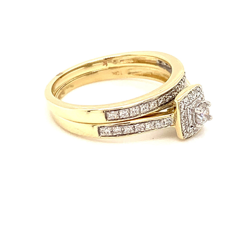 (SOFIA) Set de anillos con diamantes en oro amarillo 10k - DGjoyeros