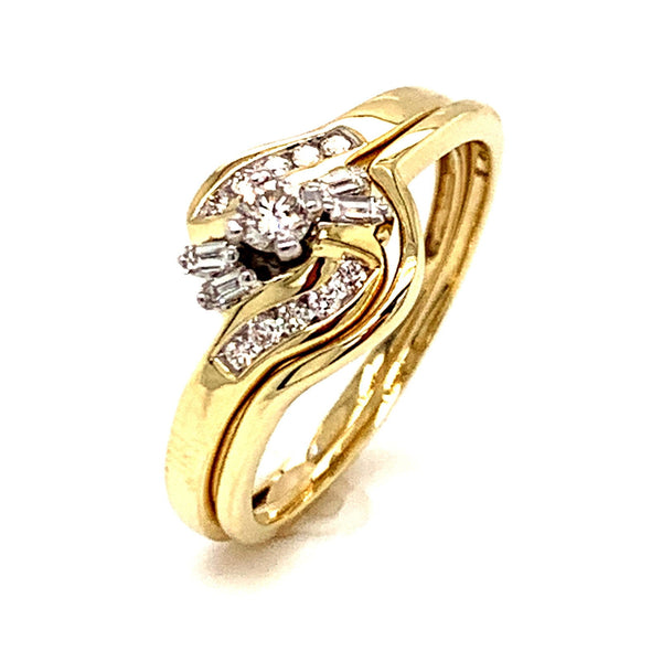 (SOFIA) Set de anillos con diamantes en oro amarillo 10k - DGjoyeros