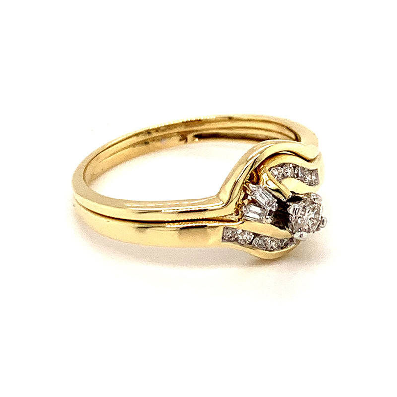 (SOFIA) Set de anillos con diamantes en oro amarillo 10k - DGjoyeros