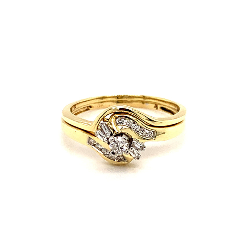(SOFIA) Set de anillos con diamantes en oro amarillo 10k - DGjoyeros
