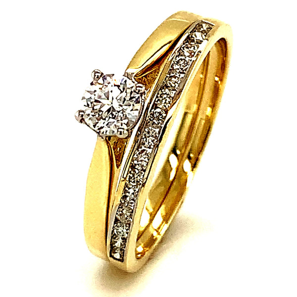 (SOFIA) Set de anillos con diamantes en oro amarillo 10k - DGjoyeros