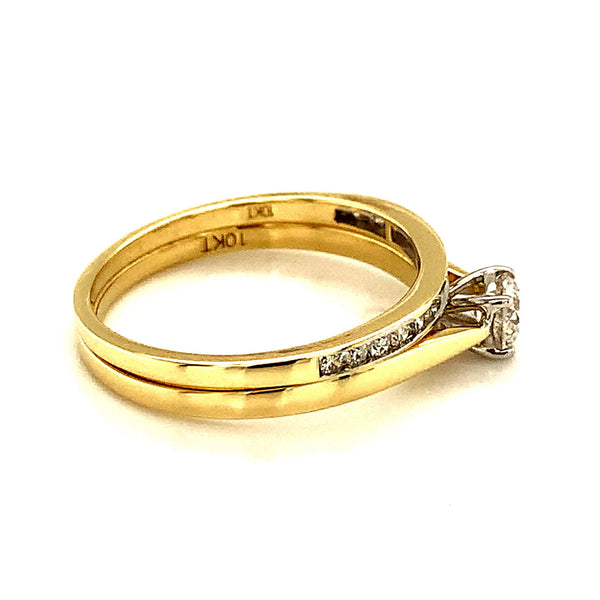 (SOFIA) Set de anillos con diamantes en oro amarillo 10k - DGjoyeros