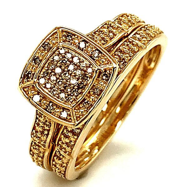 (SOFIA) Set de anillos con diamantes en oro amarillo 10k - DGjoyeros