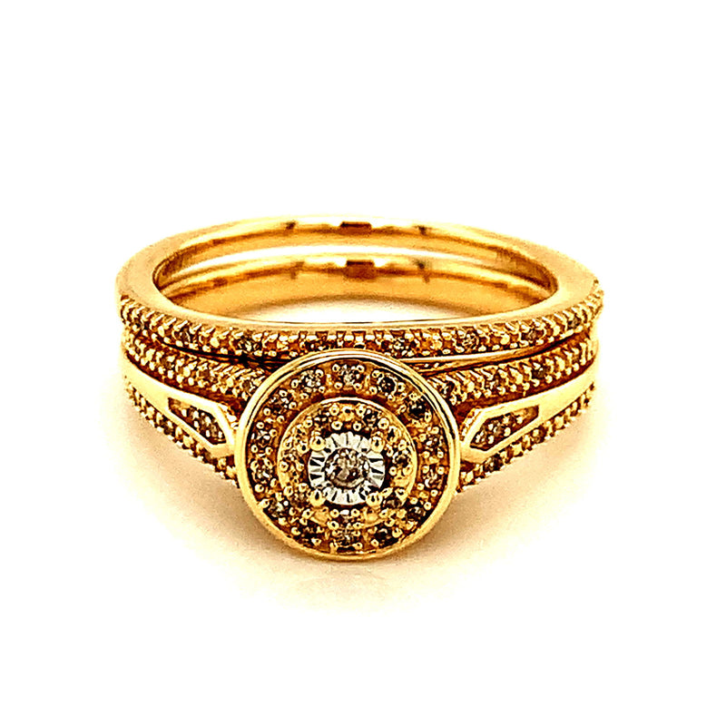 (SOFIA) Set de anillos con diamantes en oro amarillo 10k - DGjoyeros
