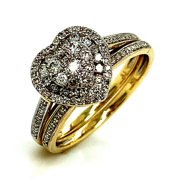 (SOFIA) Set de anillos con diamantes en oro amarillo 10k - DGjoyeros