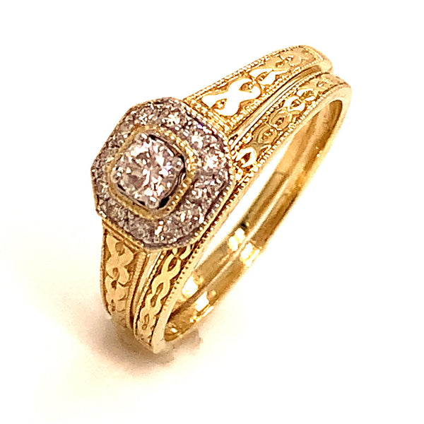 (SOFIA) Set de anillos con diamantes en oro amarillo 10k - DGjoyeros