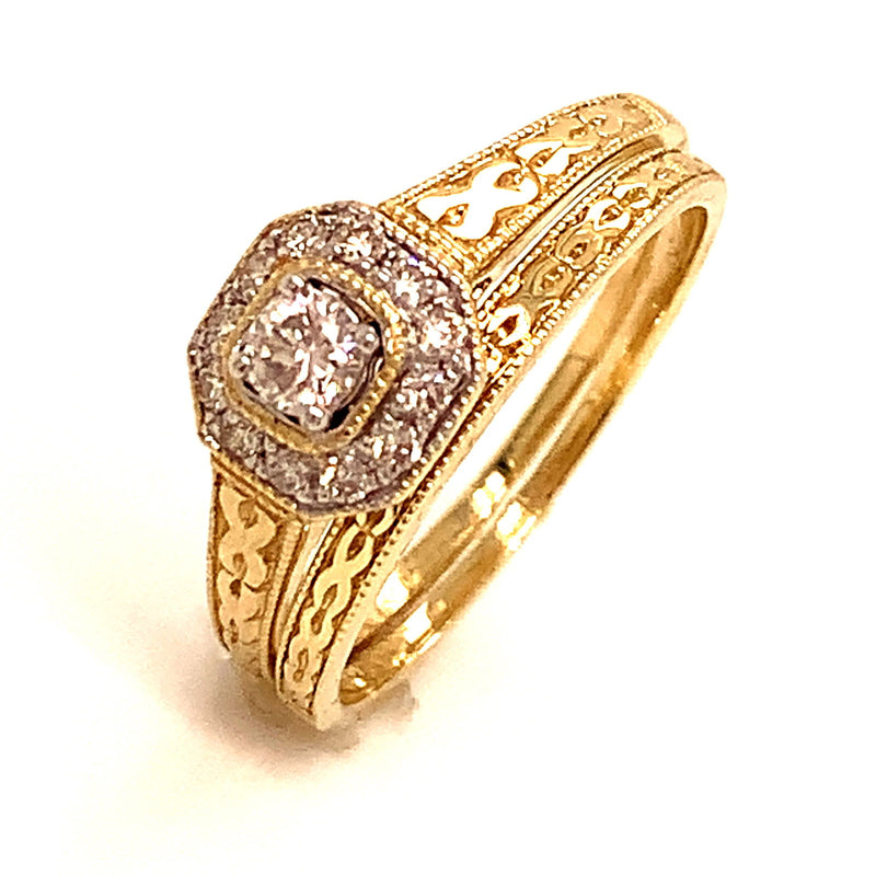 (SOFIA) Set de anillos con diamantes en oro amarillo 10k - DGjoyeros