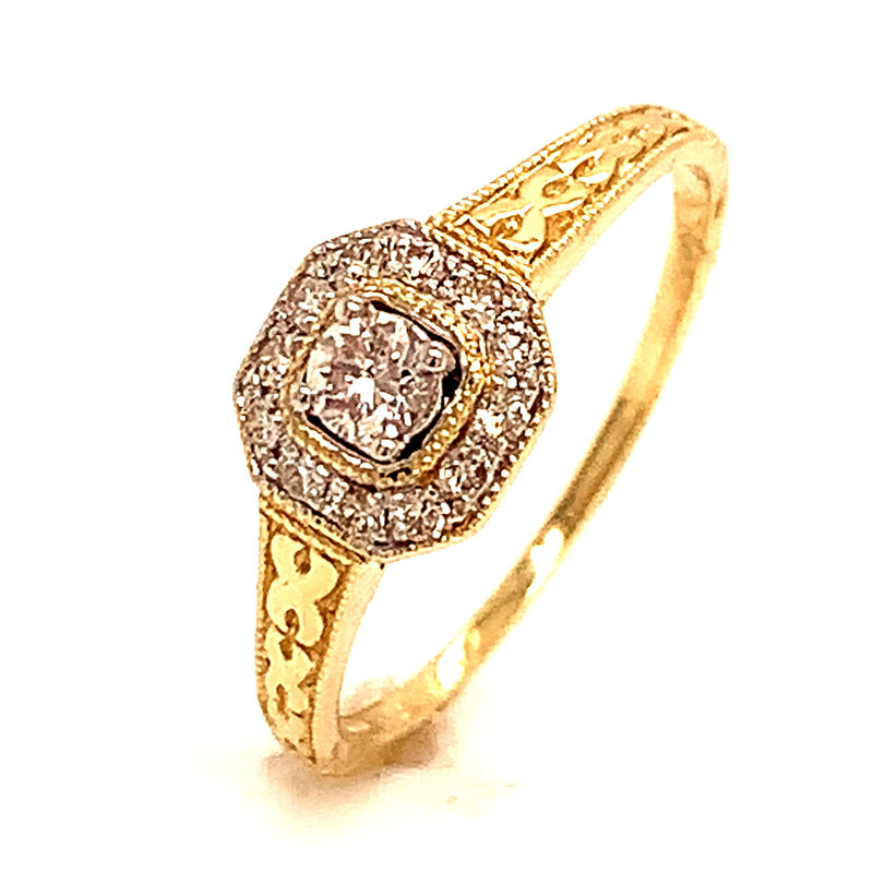 (SOFIA) Set de anillos con diamantes en oro amarillo 10k - DGjoyeros