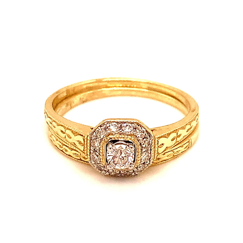 (SOFIA) Set de anillos con diamantes en oro amarillo 10k - DGjoyeros