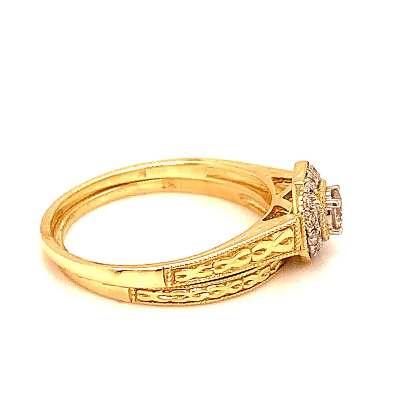 (SOFIA) Set de anillos con diamantes en oro amarillo 10k - DGjoyeros