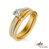 (SOFIA) Set de anillos con diamantes en oro amarillo 10kt. - DGjoyeros