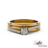 (SOFIA) Set de anillos con diamantes en oro amarillo 10kt. - DGjoyeros