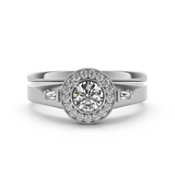 (SOFIA) Set de anillos con diamantes en oro blanco 10k - DGjoyeros