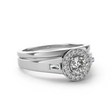 (SOFIA) Set de anillos con diamantes en oro blanco 10k - DGjoyeros