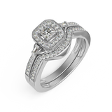 (SOFIA) Set de anillos con diamantes en oro blanco 10k - DGjoyeros
