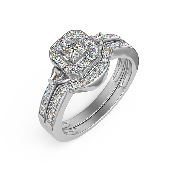(SOFIA) Set de anillos con diamantes en oro blanco 10k - DGjoyeros