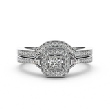 (SOFIA) Set de anillos con diamantes en oro blanco 10k - DGjoyeros