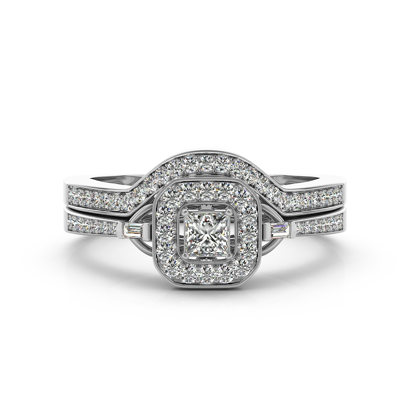 (SOFIA) Set de anillos con diamantes en oro blanco 10k - DGjoyeros
