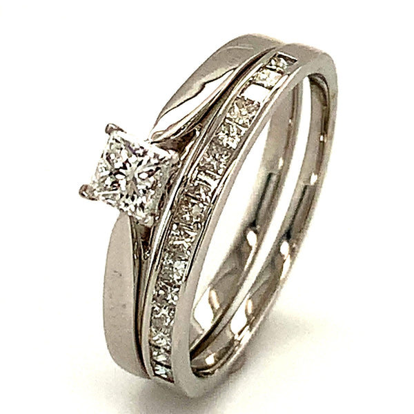 (SOFIA) Set de anillos con diamantes en oro blanco 10k - DGjoyeros