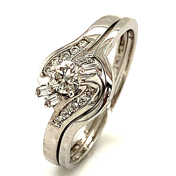 (SOFIA) Set de anillos con diamantes en oro blanco 10k - DGjoyeros