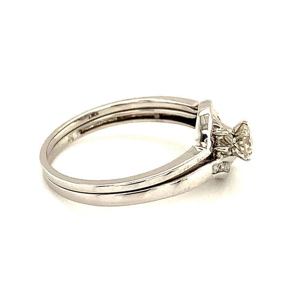 (SOFIA) Set de anillos con diamantes en oro blanco 10k - DGjoyeros