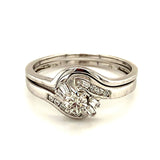 (SOFIA) Set de anillos con diamantes en oro blanco 10k - DGjoyeros