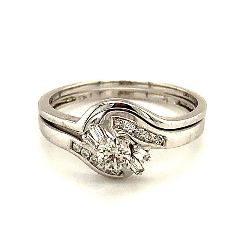(SOFIA) Set de anillos con diamantes en oro blanco 10k - DGjoyeros