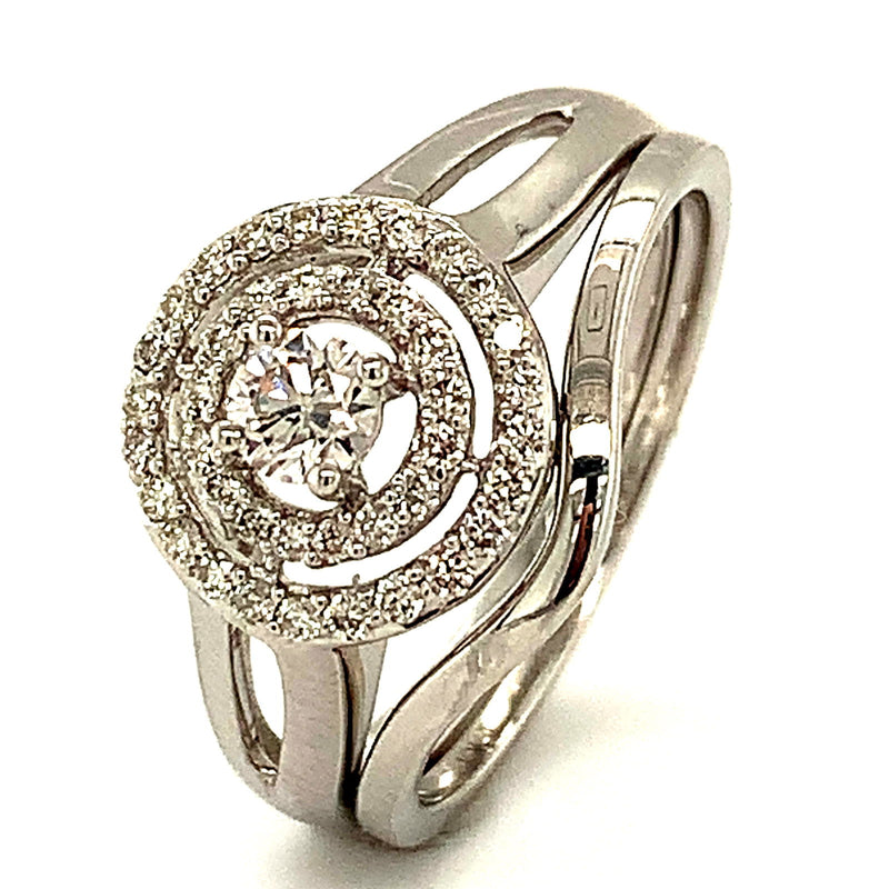 (SOFIA) Set de anillos con diamantes en oro blanco 10k - DGjoyeros
