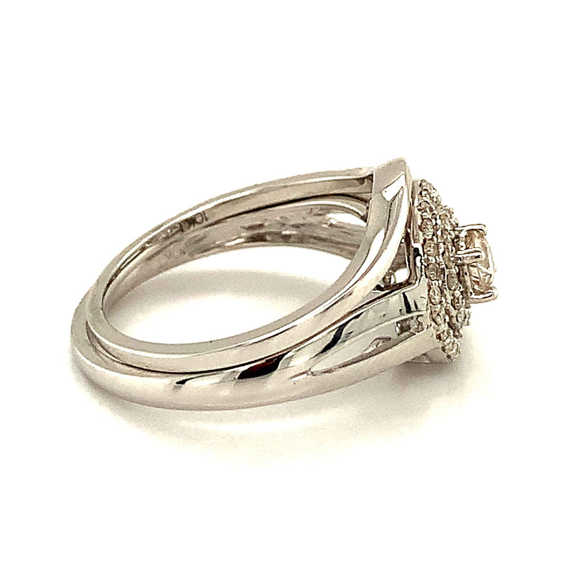 (SOFIA) Set de anillos con diamantes en oro blanco 10k - DGjoyeros
