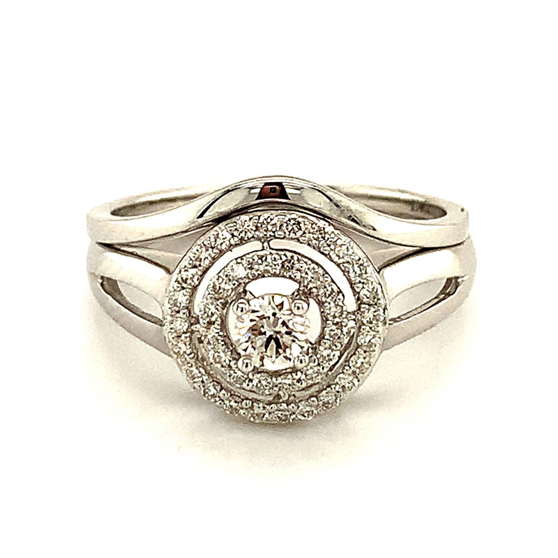(SOFIA) Set de anillos con diamantes en oro blanco 10k - DGjoyeros