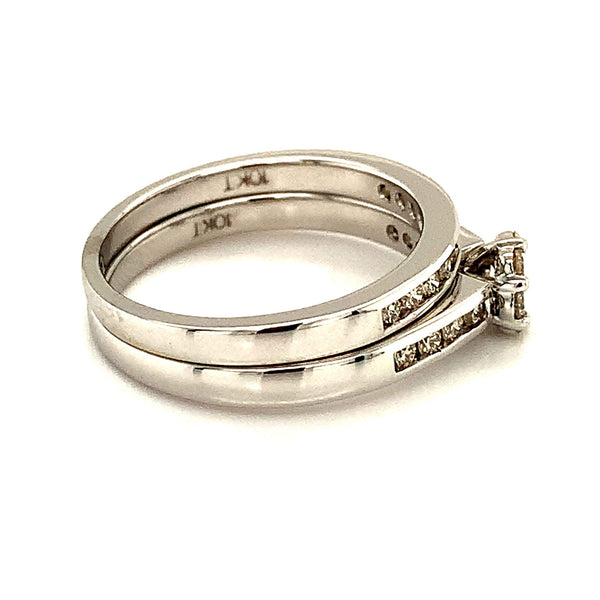 (SOFIA) Set de anillos con diamantes en oro blanco 10k - DGjoyeros