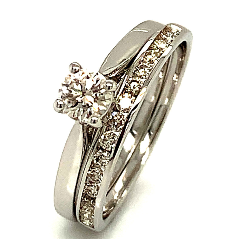 (SOFIA) Set de anillos con diamantes en oro blanco 10k - DGjoyeros