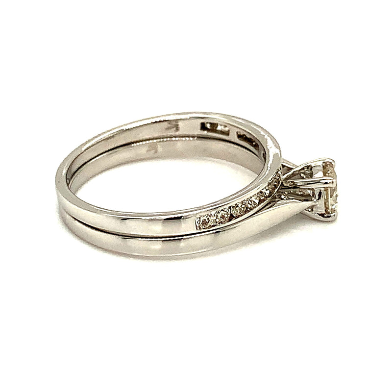 (SOFIA) Set de anillos con diamantes en oro blanco 10k - DGjoyeros