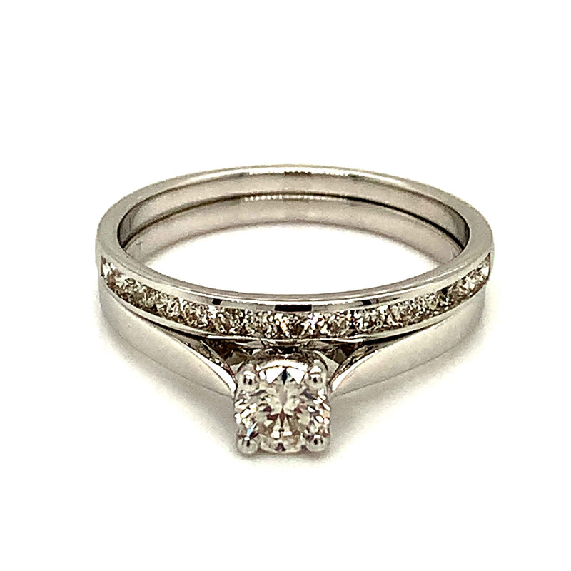 (SOFIA) Set de anillos con diamantes en oro blanco 10k - DGjoyeros
