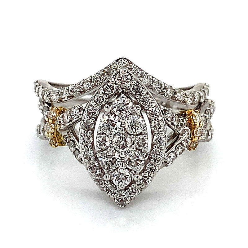 (SOFIA) Set de anillos con diamantes en oro blanco 10k - DGjoyeros