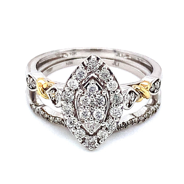 (SOFIA) Set de anillos con diamantes en oro blanco 10k - DGjoyeros