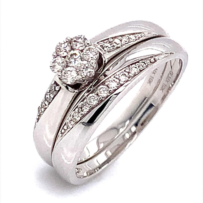 (SOFIA) Set de anillos con diamantes en oro blanco 10k - DGjoyeros