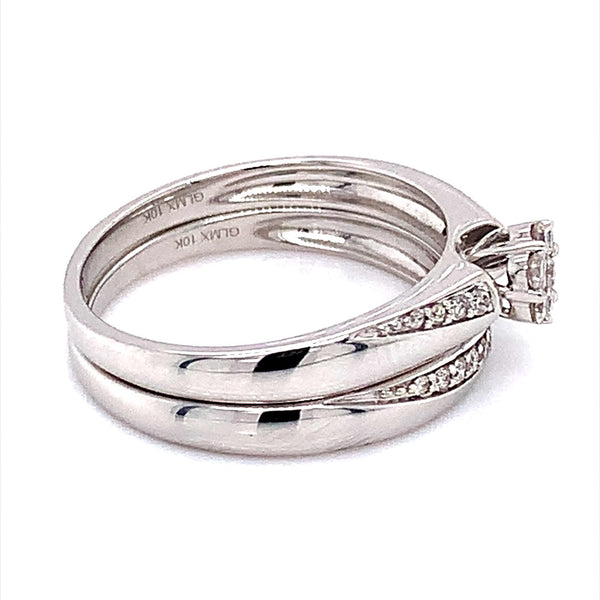 (SOFIA) Set de anillos con diamantes en oro blanco 10k - DGjoyeros