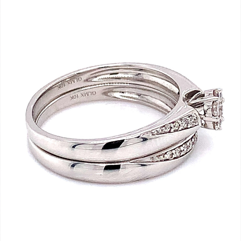 (SOFIA) Set de anillos con diamantes en oro blanco 10k - DGjoyeros