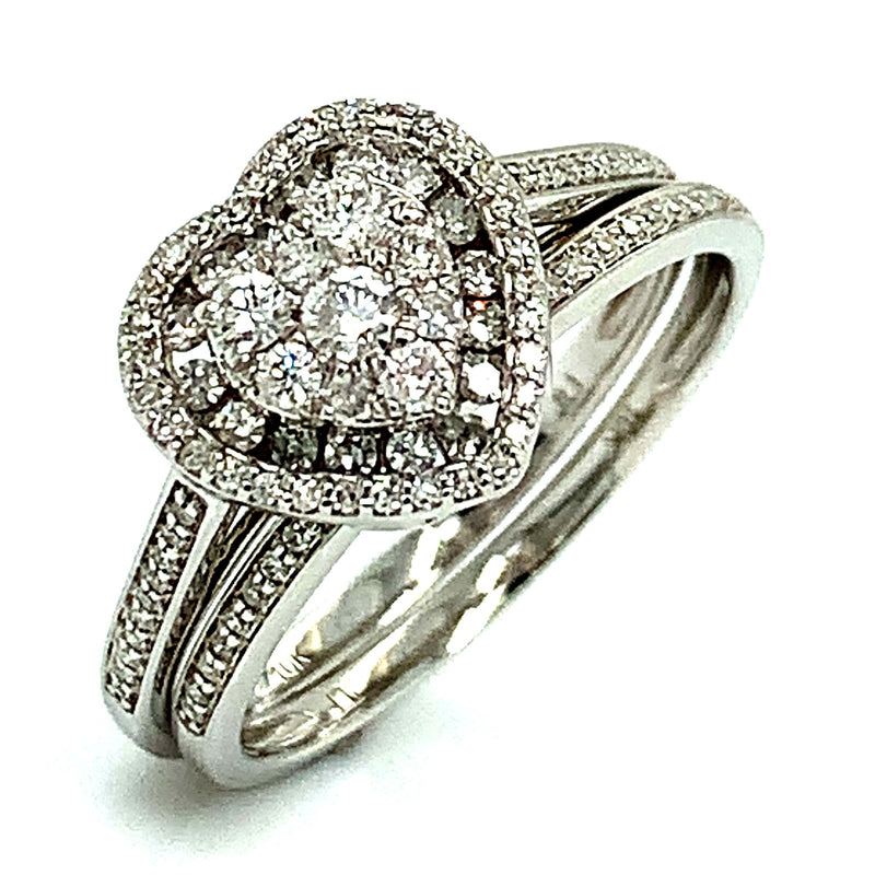 (SOFIA) Set de anillos con diamantes en oro blanco 10k - DGjoyeros
