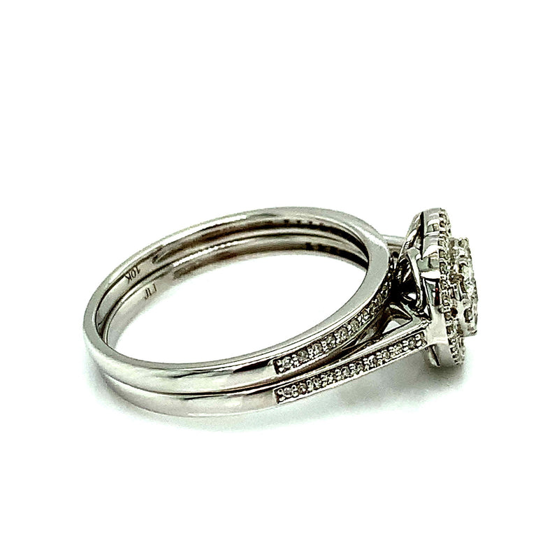 (SOFIA) Set de anillos con diamantes en oro blanco 10k - DGjoyeros