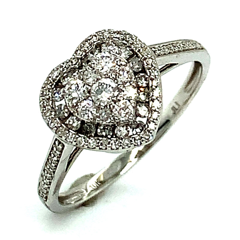 (SOFIA) Set de anillos con diamantes en oro blanco 10k - DGjoyeros
