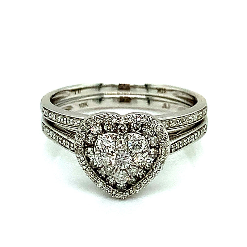 (SOFIA) Set de anillos con diamantes en oro blanco 10k - DGjoyeros